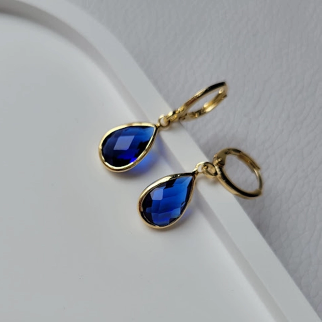 Argola Click Gota Azul Royal