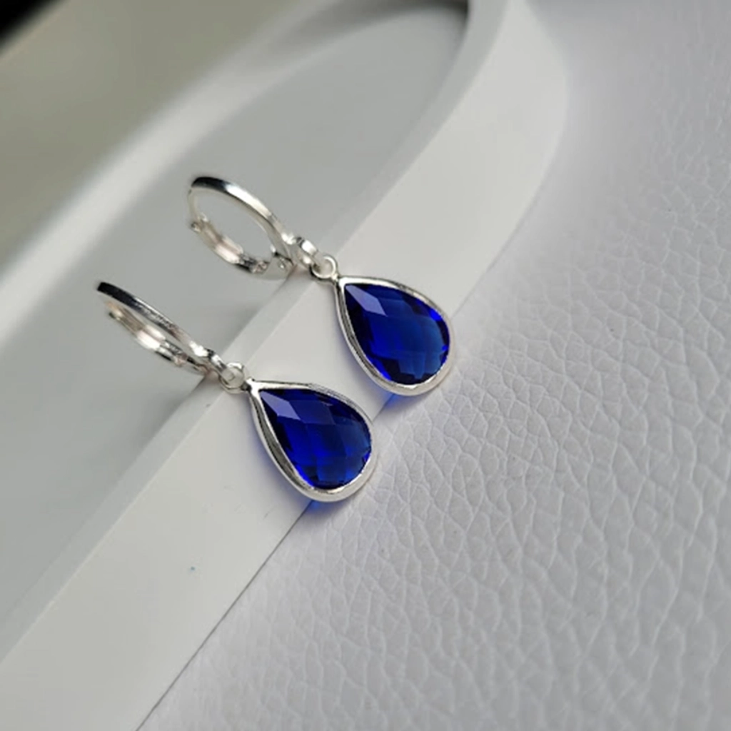 Argola Click Gota Azul Royal