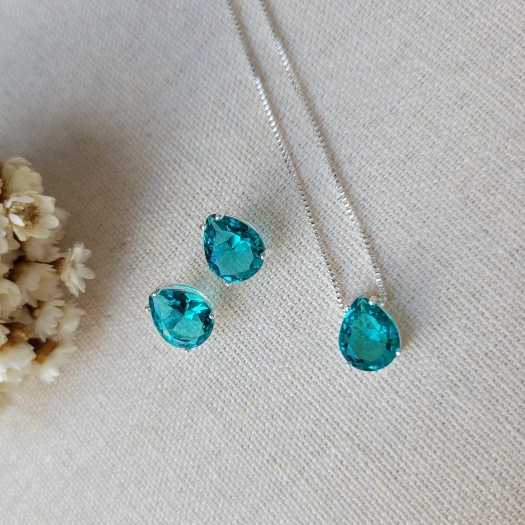 Conjunto Gota Turmalina Verde