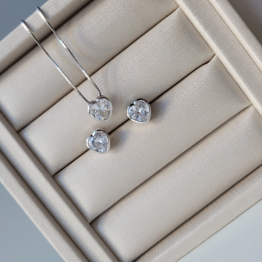 Conjunto Coração Inglesa Cristal