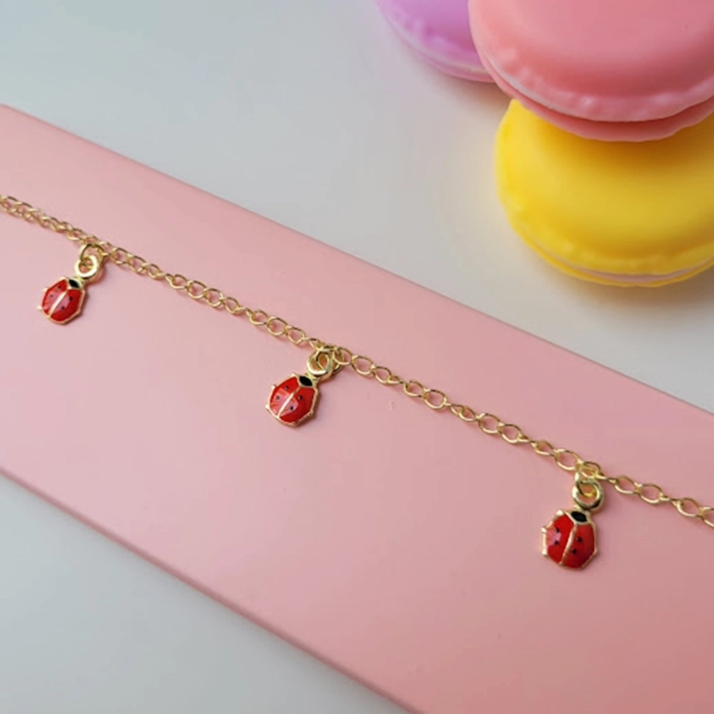Pulseira Infantil Joaninha Vermelha