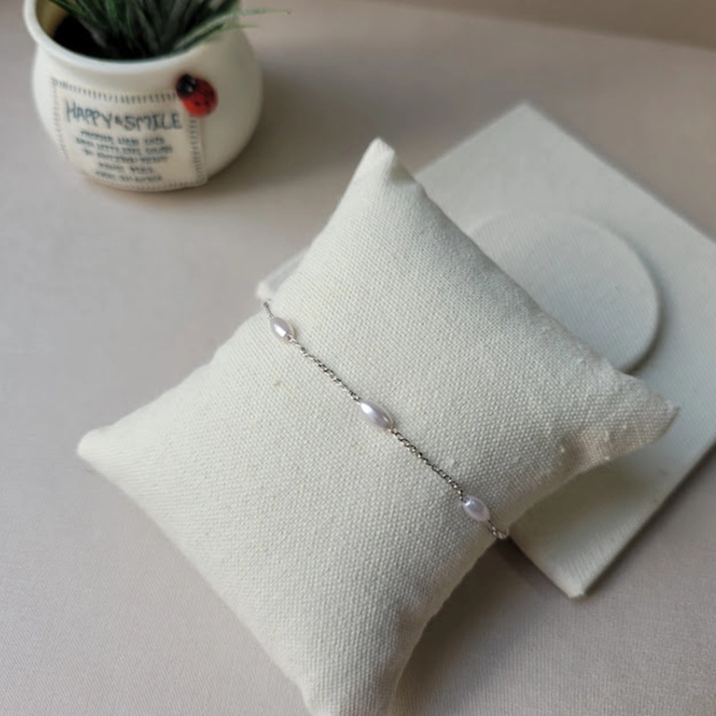 Pulseira Corrente Pérola Oval