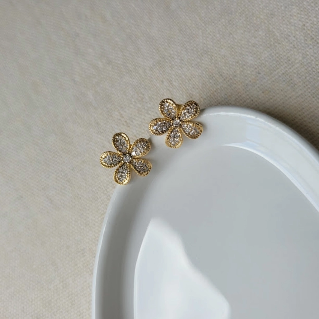 Brinco Flor Cristal