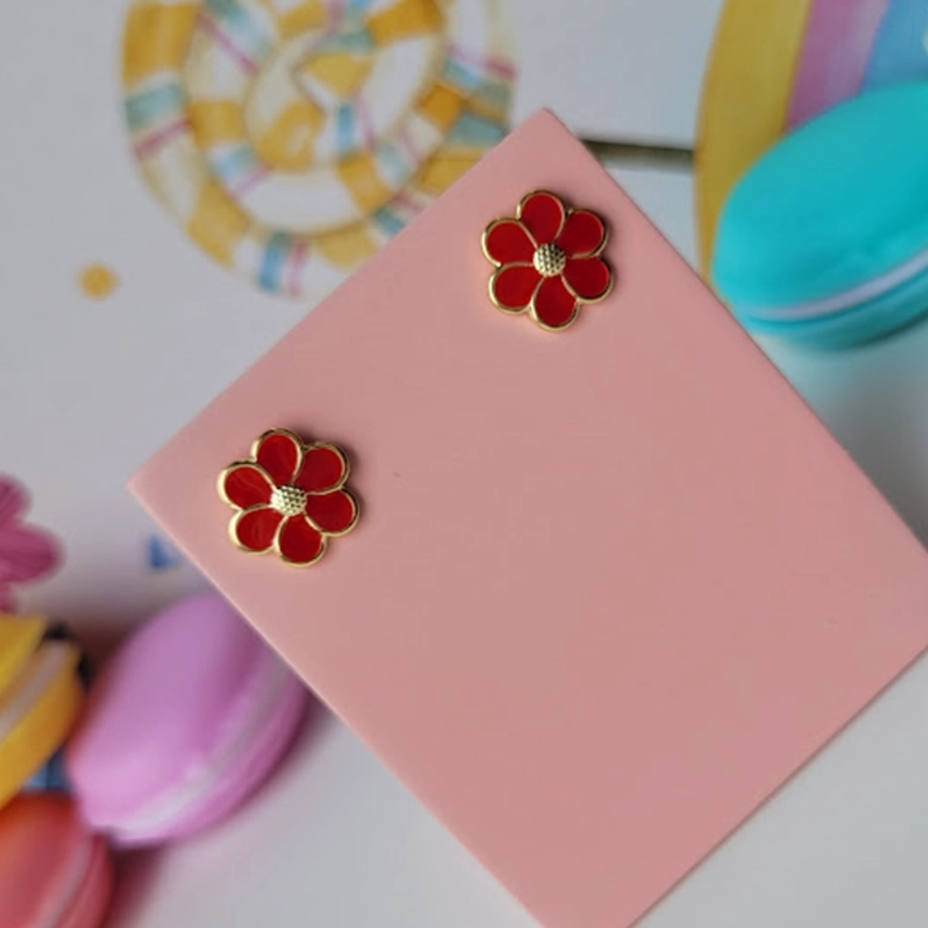 Brinco Flor Resinada