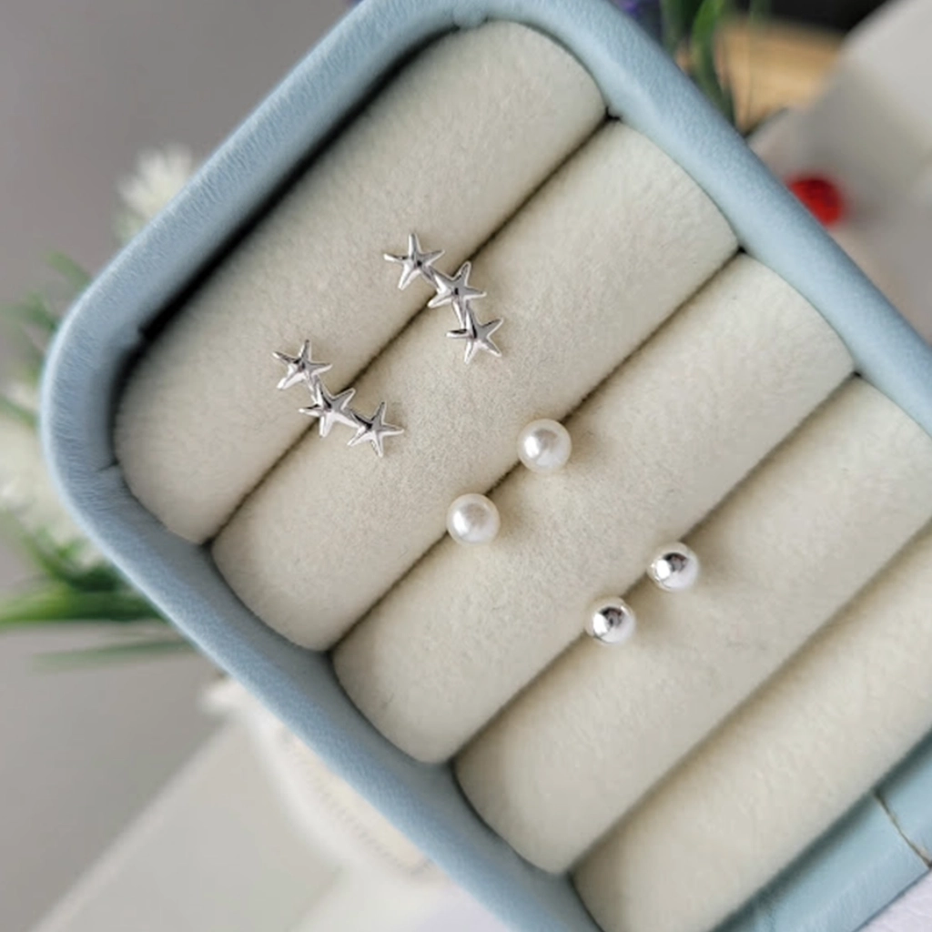 Trio de Brincos Estrelinha, Pérola e Bolinha